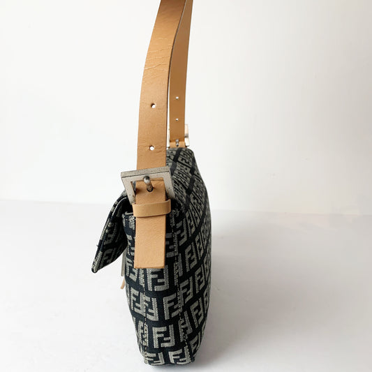 Fendi FF Navy Baguette Flap Bag