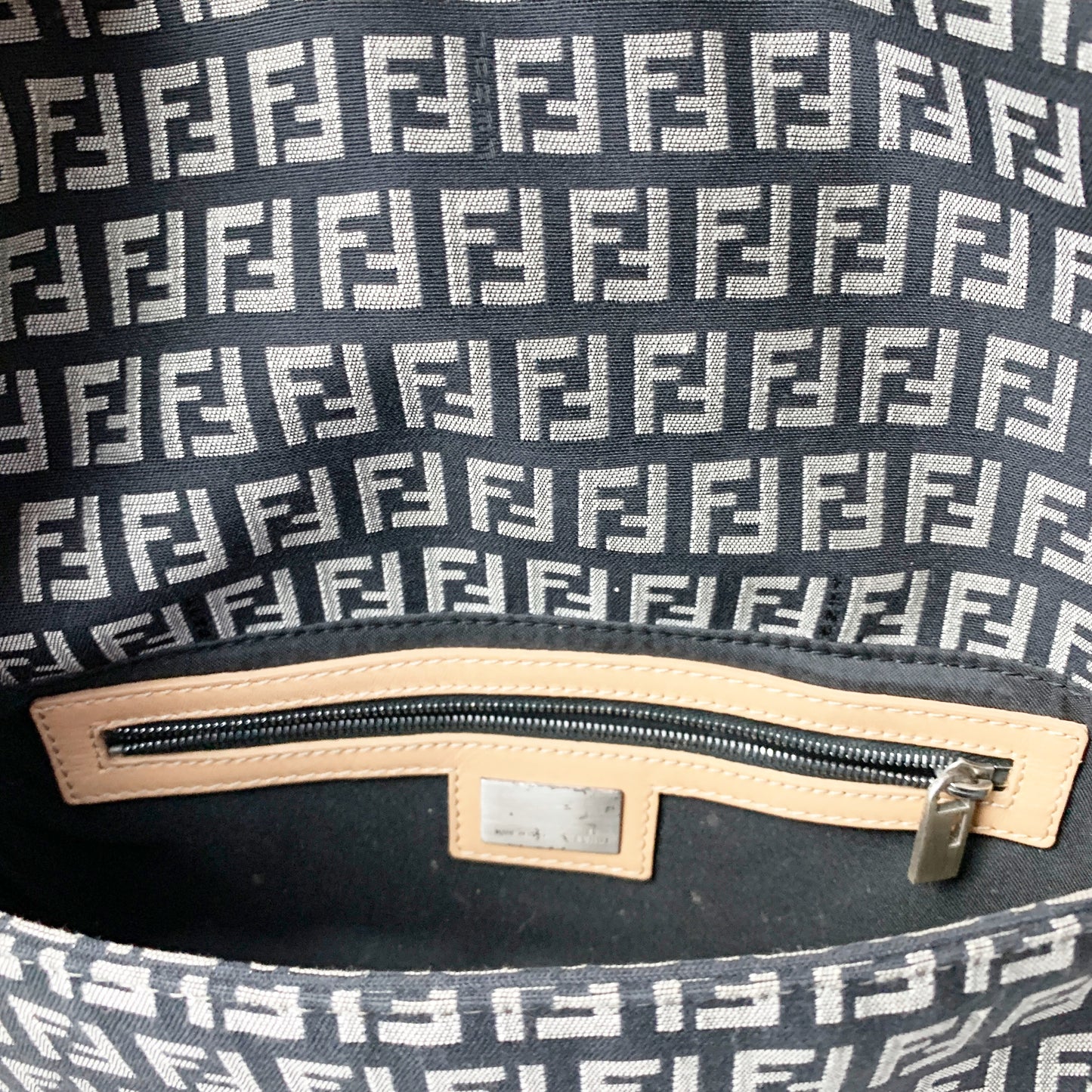 Fendi FF Navy Baguette Flap Bag