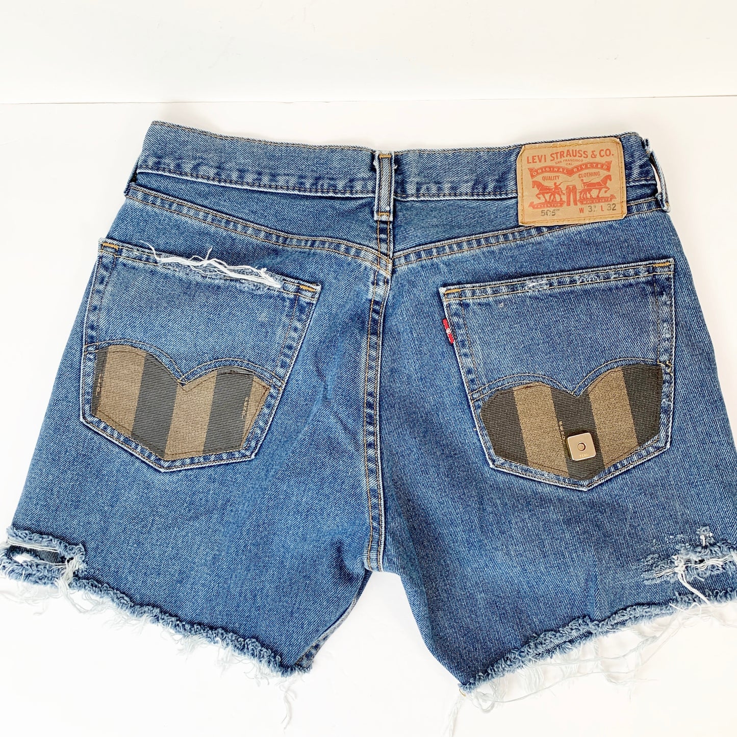 SZ 31 Upcycled Vintage Fendi Shorts Distressed