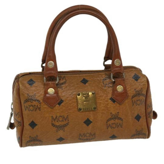 MCM Pvc Leather Brown Satchel