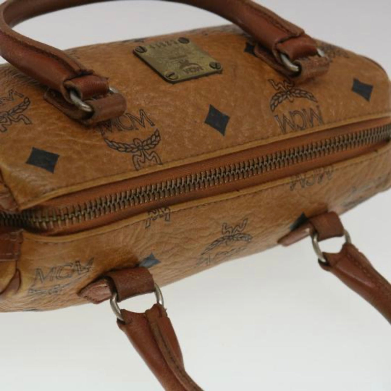 MCM Pvc Leather Brown Satchel