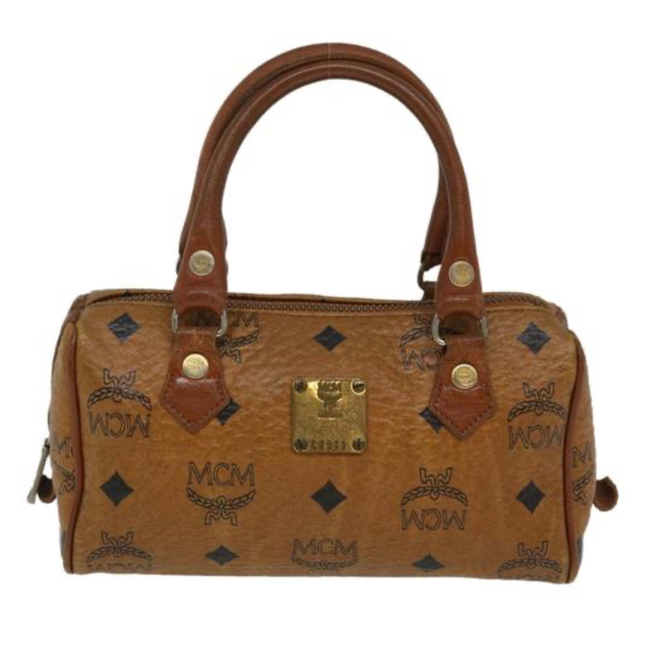 MCM Pvc Leather Brown Satchel