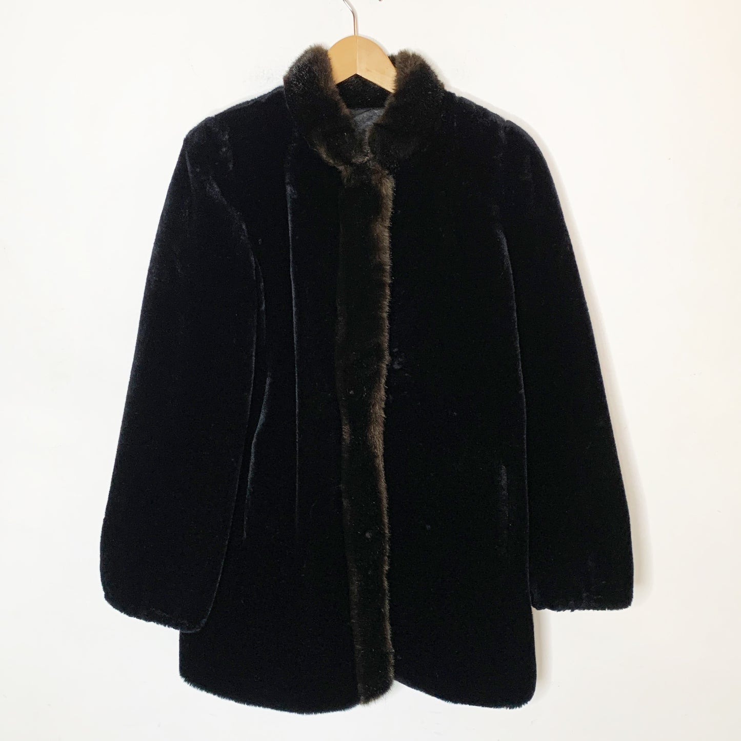 Vintage 70’s Faux Hillmoor Coat Black Dark Brown