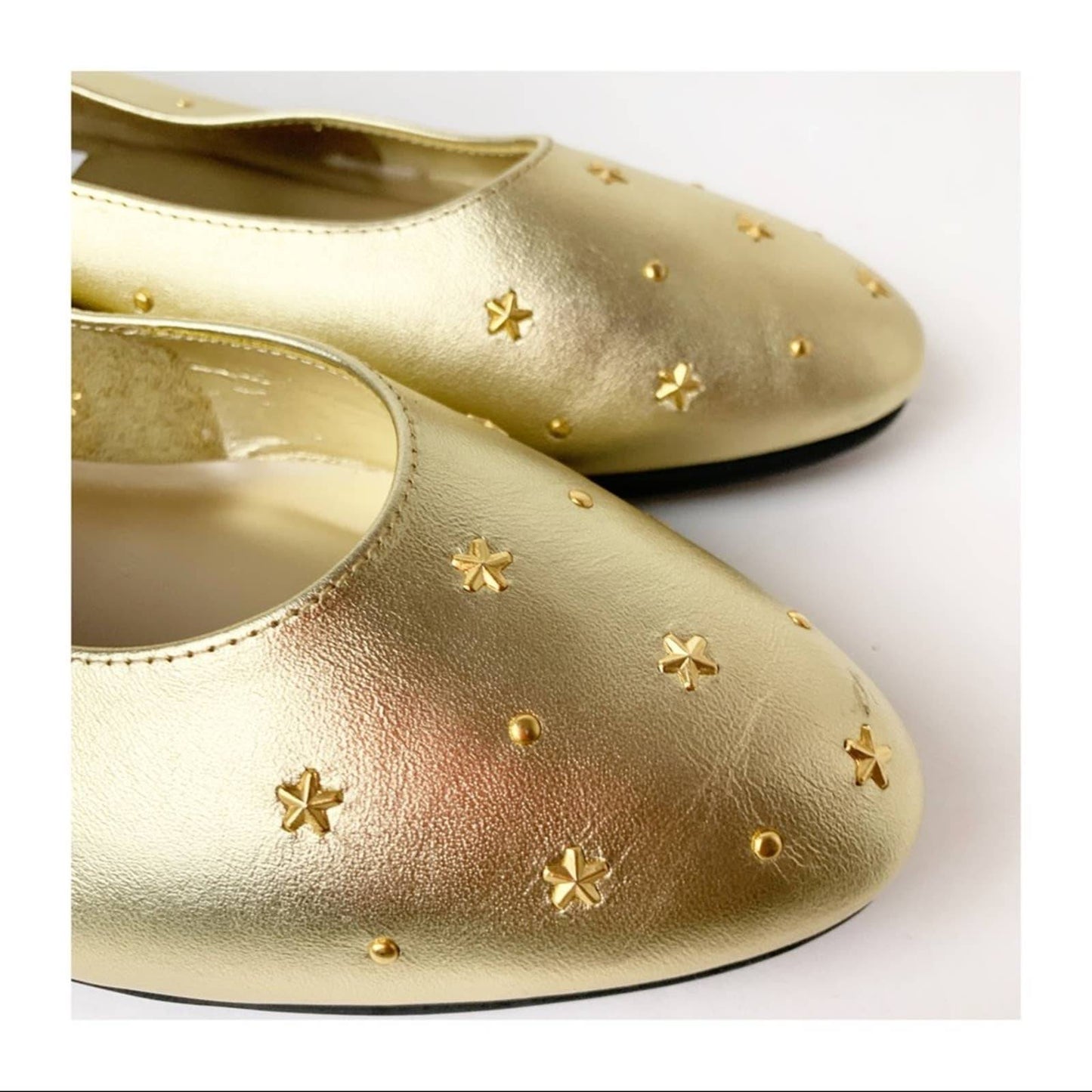 Vintage Karen Scott Gold Stud Flats SZ 10