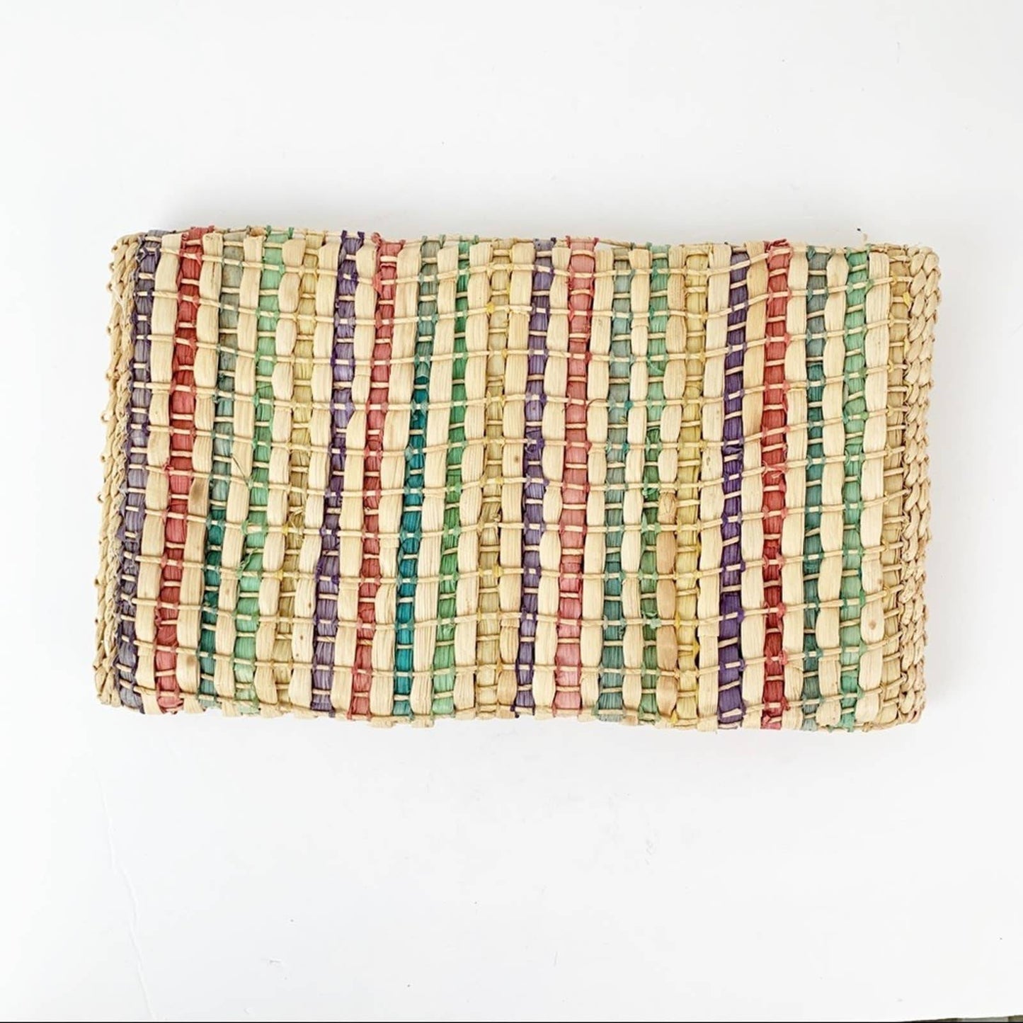 Vintage Straw Envelope Beach Summer Clutch Tan